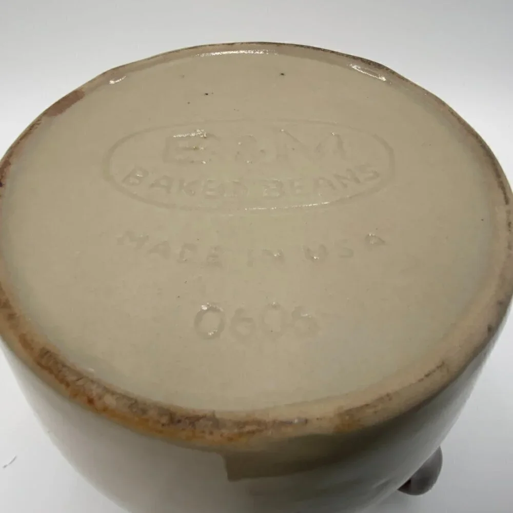 Vintage B & M Baked Beans Stoneware Bean Pot Only Brown Tan 0606 USA